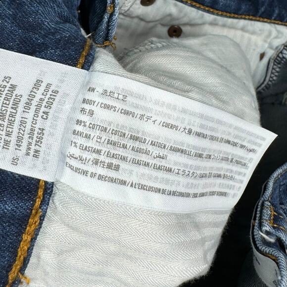 Abercrombie & Fitch Curve Love High Rise Mom Short 27 Distressed Denim - Picture 6 of 6